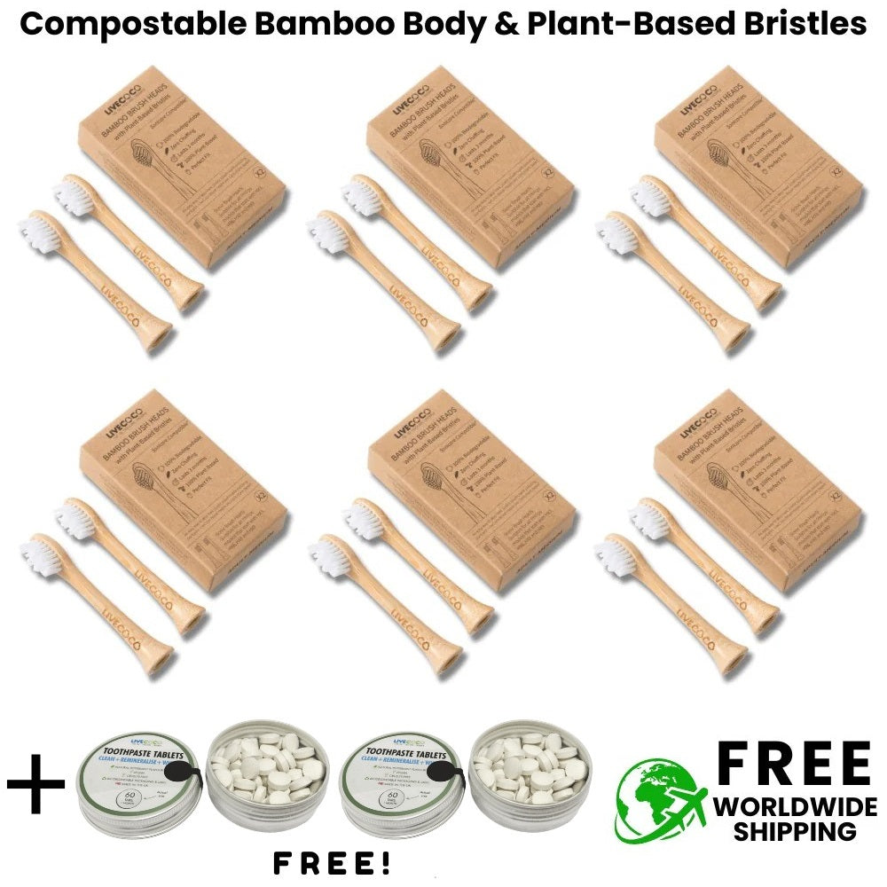 Recyclable Brush Heads-12 Heads + 120 Free Peppermint Toothpaste Tablets