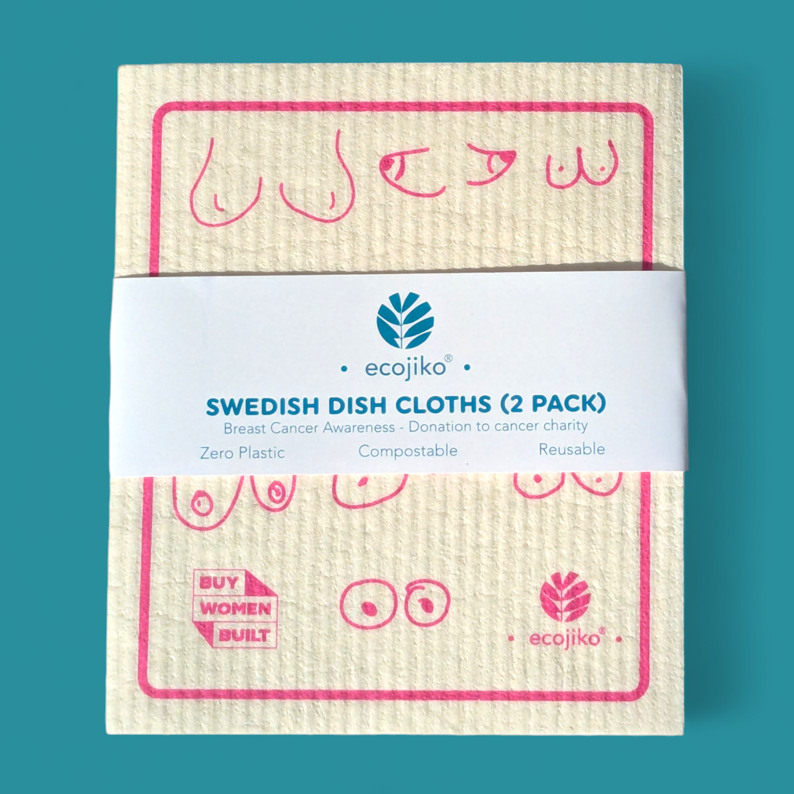 Swedish Dish Cloths | Breast Cancer Awareness Dish Cloths (2 pack)