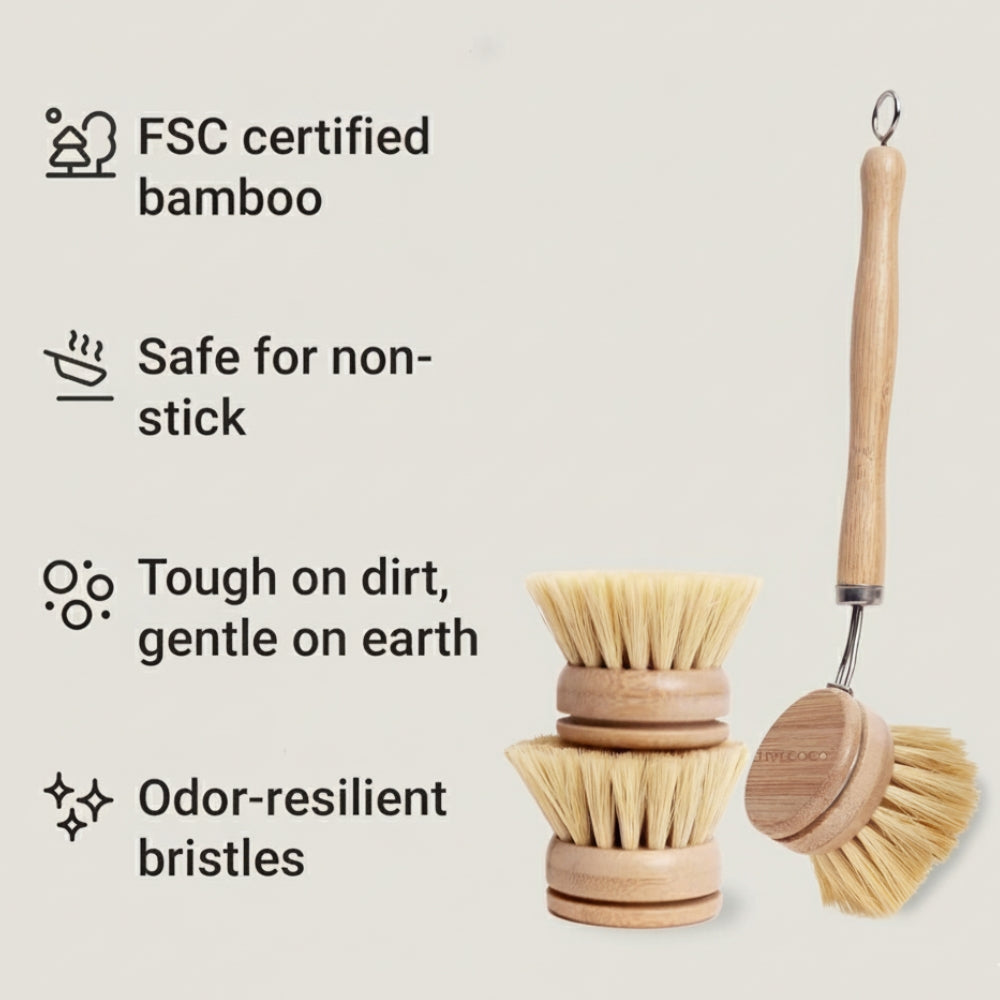 Bamboo Dish Cleaning Brushes