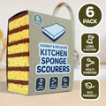 Natural Coconut & Cellulose Sponge Scourers (Pack of 6)